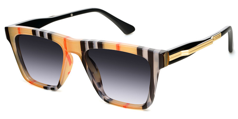 Rectangle Brown Stripe Sunglasses