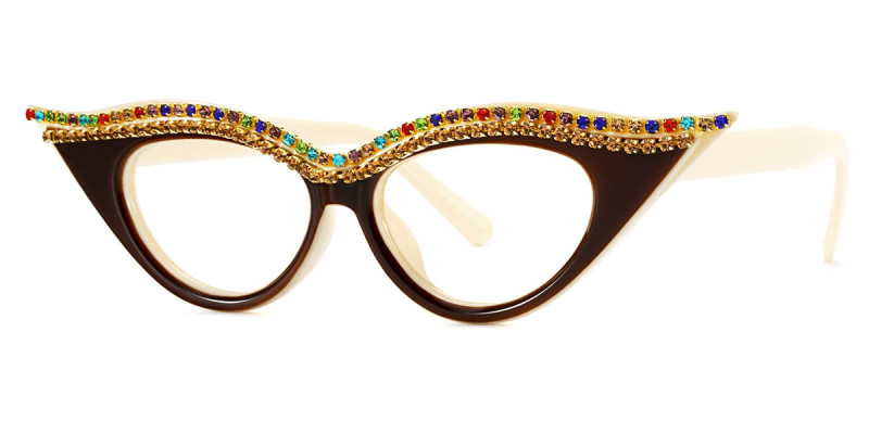 Cateye Rhinestone Brown Frame