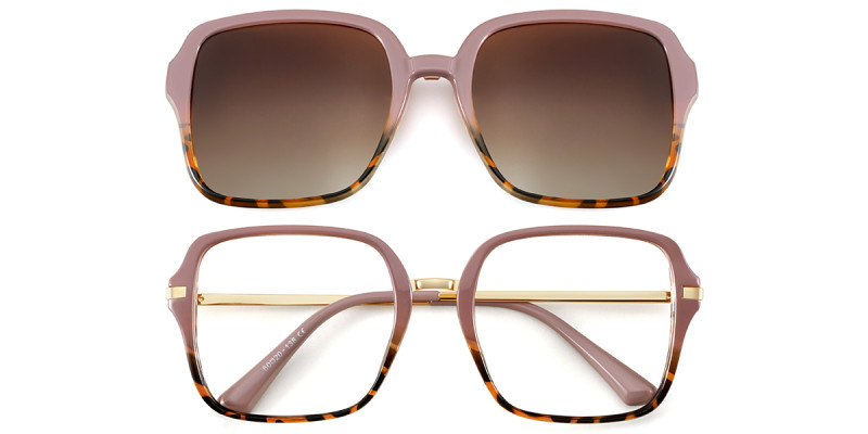 Square Pink&Tortoise Magnetic Snap-On Frame