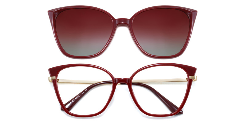 Cateye Red Magnetic Snap-On Frame