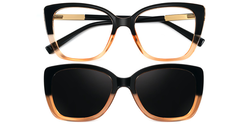 Cateye Brown Magnetic Snap-On Frame