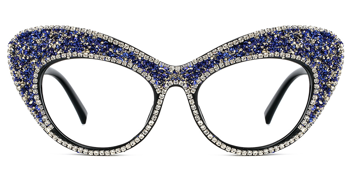 Annabel - Cateye Rhinestone Blue Prescription Glasses | Ublins