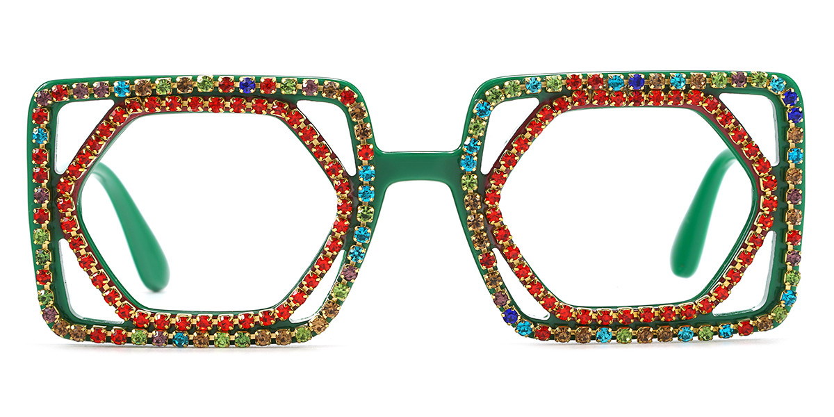 Rectangle Green &Red Rhinestone Frame