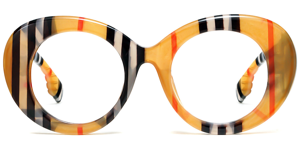 Round Brown Stripe Frame