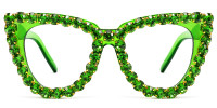 Cateye Rhinestone Green Frame