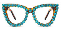 Cateye Rhinestone Blue Frame