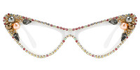 Cateye Rhinestone White Frame