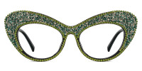Cateye Rhinestone Green Frame