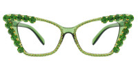 Cateye Rhinestone Green Frame