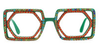 Rectangle Green &Red Rhinestone Frame