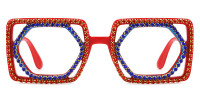 Rectangle Red&Blue Rhinestone Frame