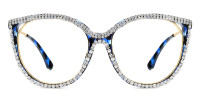 Round Rhinestone Blue Frame