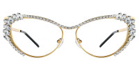 Cateye Rhinestone White Frame