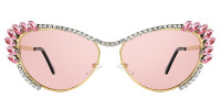 Cateye Rhinestone Pink Sunglasses