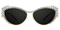 Cateye Rhinestone White Sunglasses