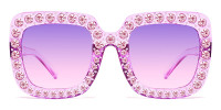 Square Purple Rhinestone Sunglasses