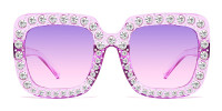 Square Purple Rhinestone Sunglasses