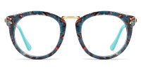 Round BlueFloral Frame