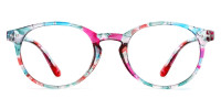 Round BlueFloral Frame