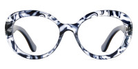 Round BlueFloral Frame