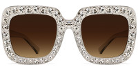 Square Gray Rhinestone Sunglasses