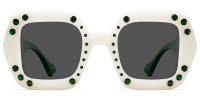 Geometric White&Green Sunglasses