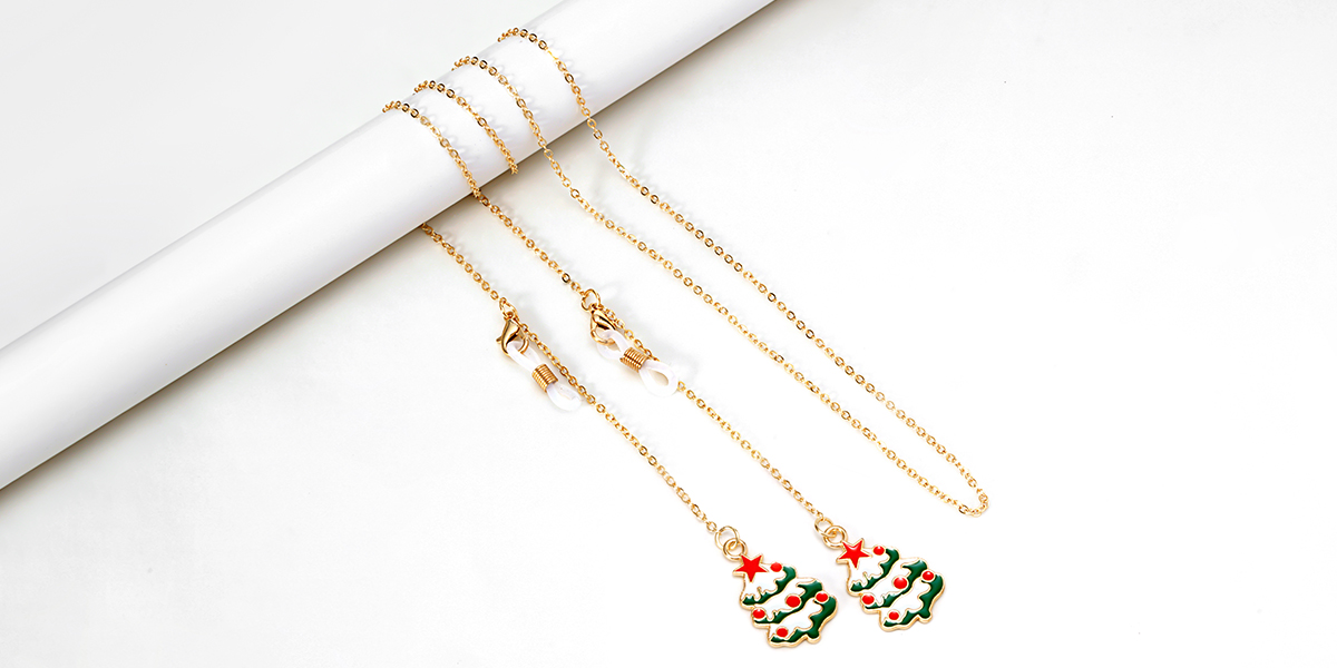 Christmas Tree Gold Eyeglasses Chain